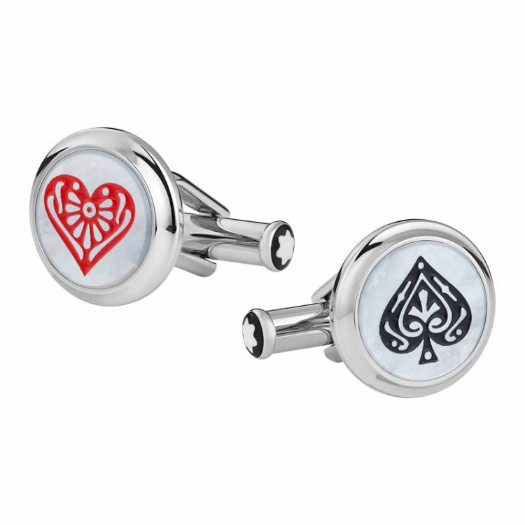 Montblanc Cufflinks Meisterstuck Tribute to Around the World in 80 Days Spade & Heart D - Black