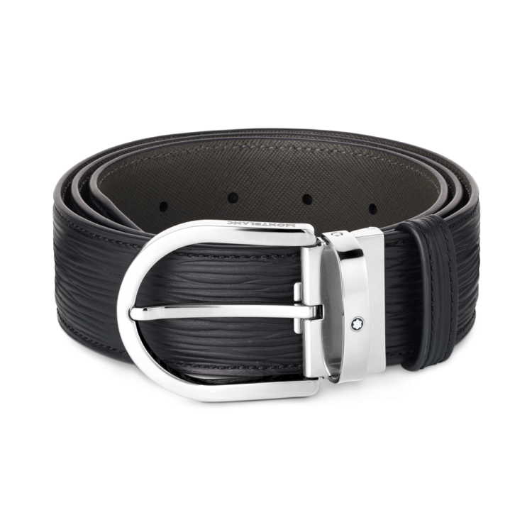 Montblanc Horseshoe Buckle Printed Black 40 mm Leather Belt