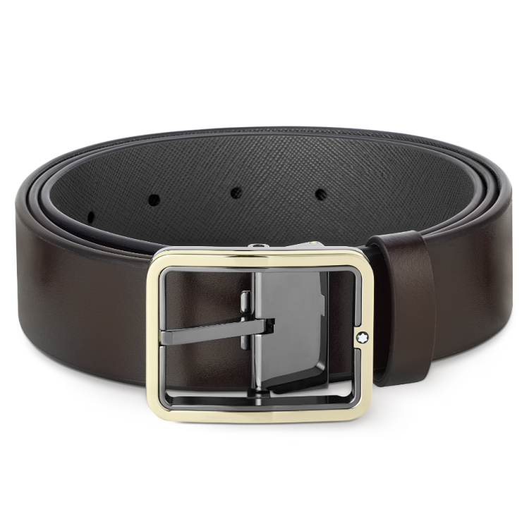 Montblanc Reversible 35mm Leather Belt Brown Grey D