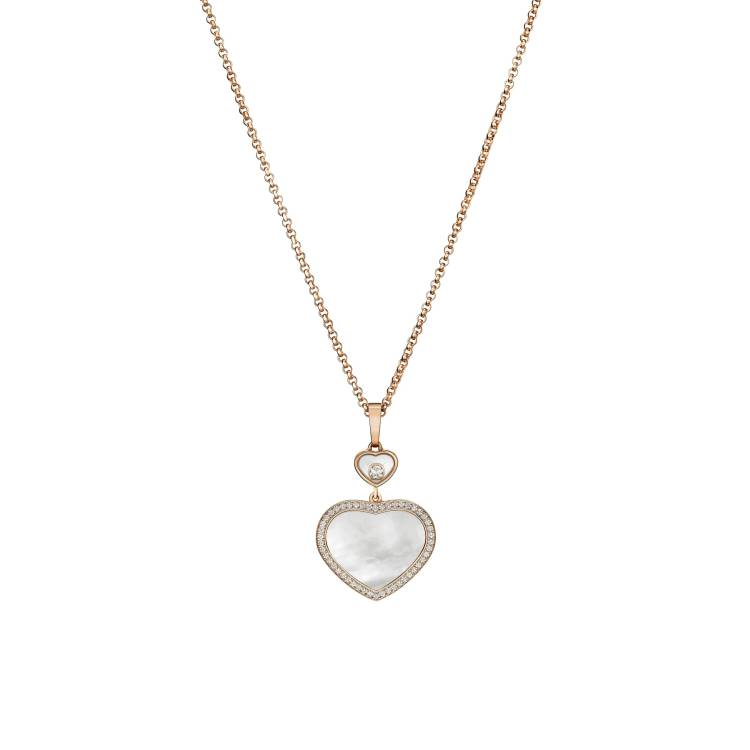 Chopard Happy Hearts 18ct Rose Gold 0.24ct Diamond Mother of Pearl Pendant