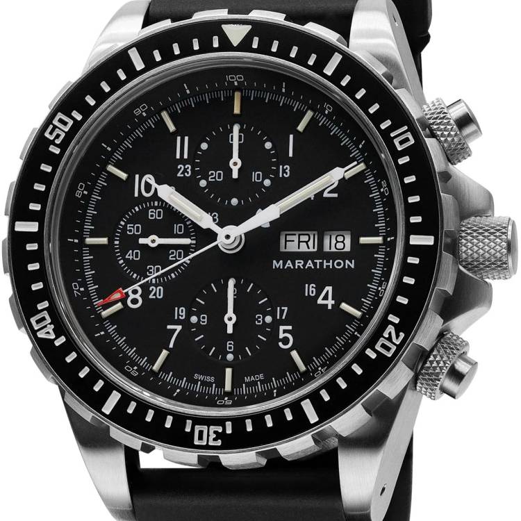 Marathon Watch Dive Jumbo Diver Pilots Automatic Chronograph CSAR - Black