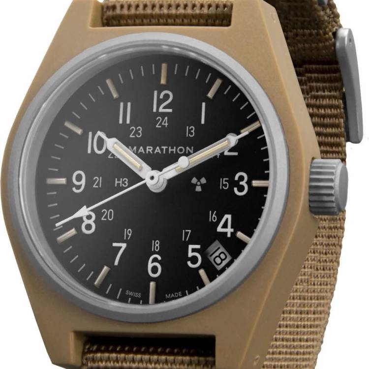 Marathon Watch General Purpose Desert Tan Quartz With Date GPQ - Black