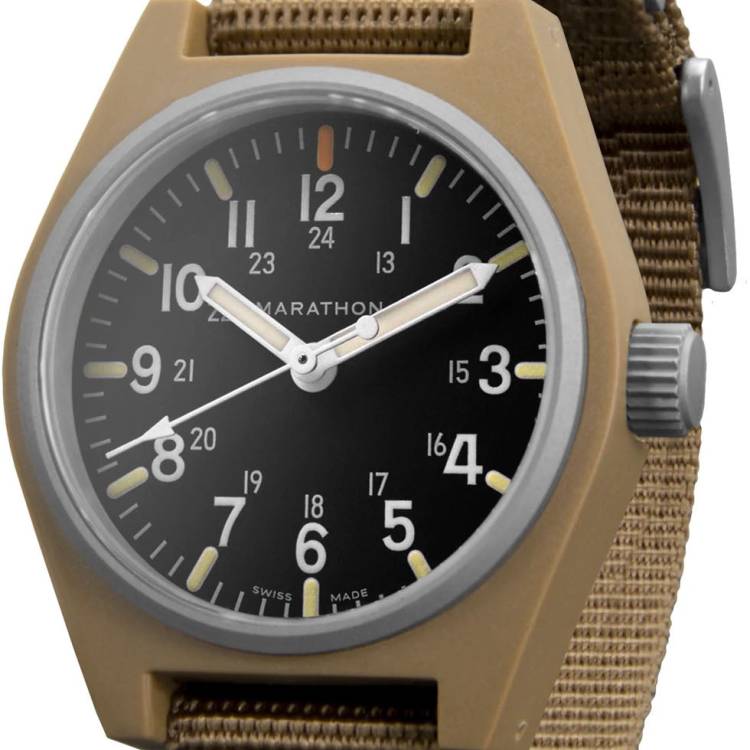 Marathon Watch General Purpose Desert Tan Quartz With MaraGlo GPQ - Black