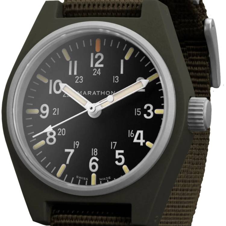 Marathon Watch General Purpose Sage Green Quartz With MaraGlo GPQ - Black