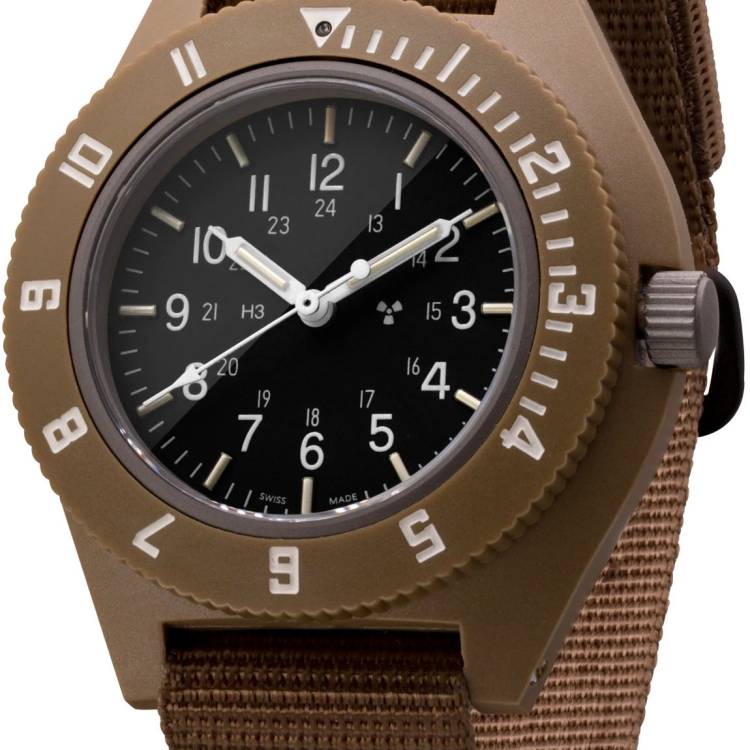 Marathon Watch Navigator Desert Tan Pilots - Black