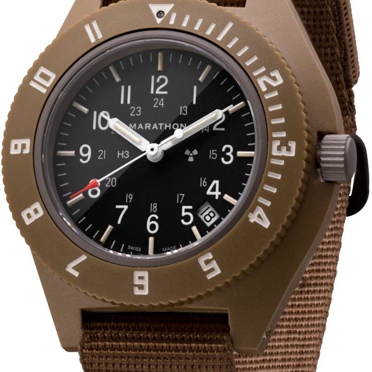 Marathon Watch Navigator Desert Tan Pilots With Date - Black