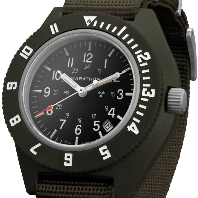 Marathon Watch Navigator Sage Green Pilots With Date - Black