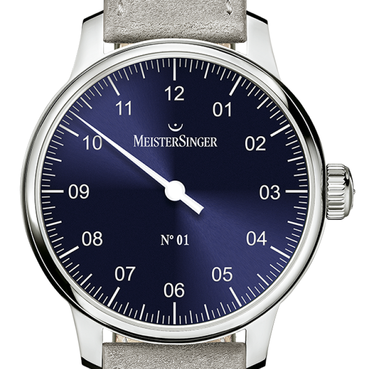 MeisterSinger Watch N. 01 Mens Suede Grey - Blue