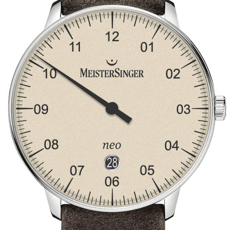 MeisterSinger Watch Neo Plus Suede Brown - White