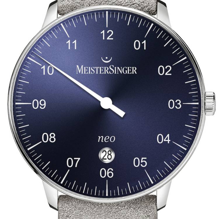 MeisterSinger Watch Neo Plus Suede Grey - Blue