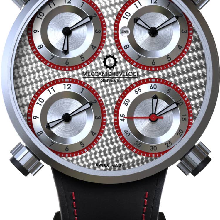 Meccaniche Veloci Watch Quattrovalvole TexRosso - Silver