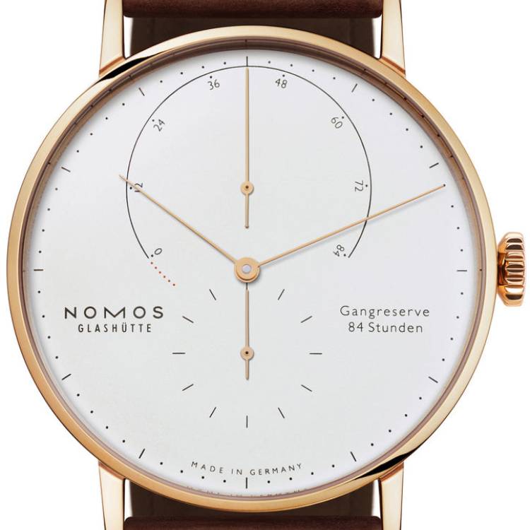 Nomos Glashutte Watch Lambda Rose Gold Sapphire Crystal - Silver