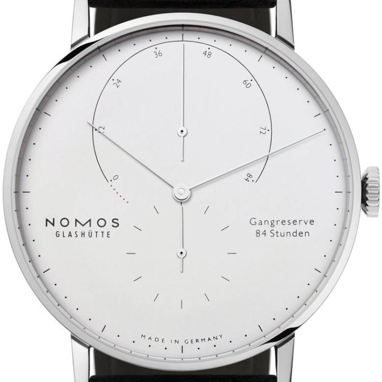 Nomos Glashutte Watch Lambda White Gold Sapphire Crystal - Silver