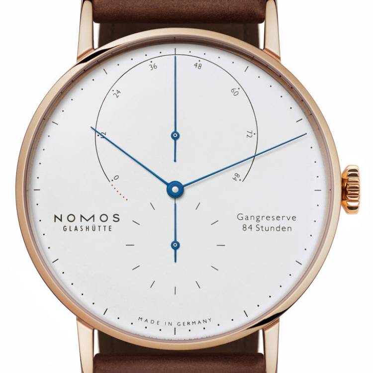 Nomos Glashutte Watch Lambda Rose Gold Zeiger Geblaut Sapphire Crystal - Silver