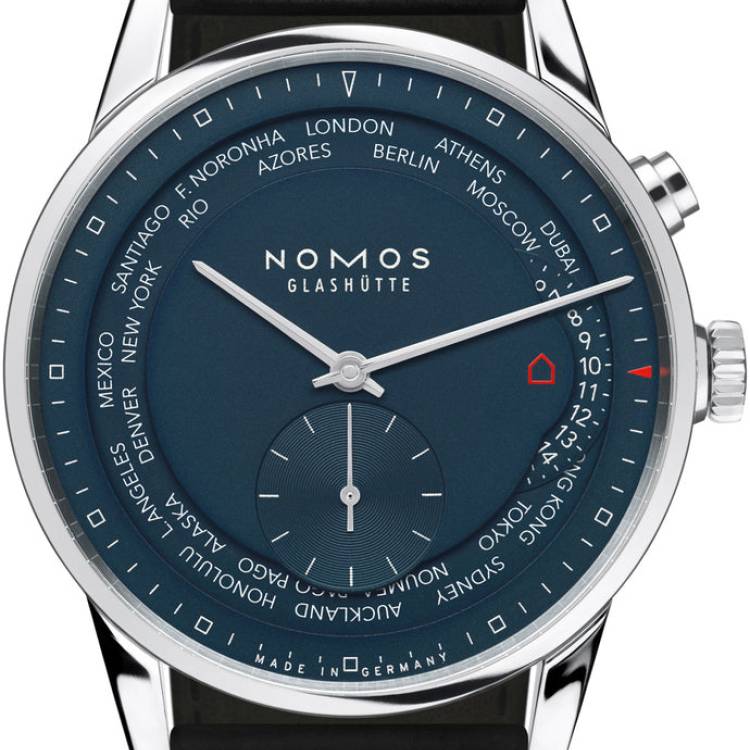 Nomos Glashutte Watch True Blue Worldtimer Sapphire Crystal - Blue