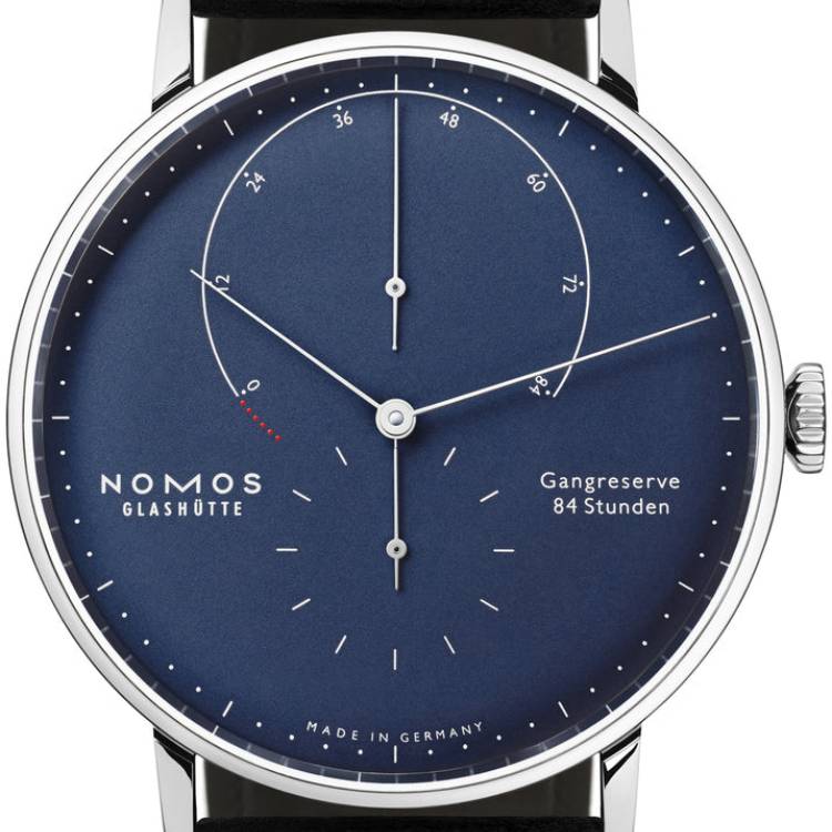 Nomos Glashutte Watch Lambda White Gold Deep Blue Sapphire Crystal - Blue