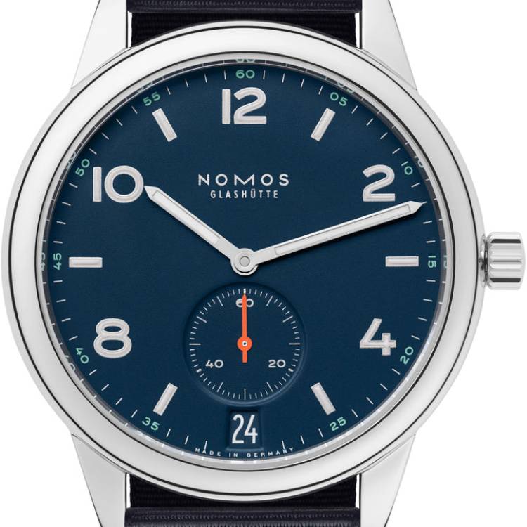 Nomos Glashutte Watch Club Automat Datum Atlantik Sapphire Crystal - Blue