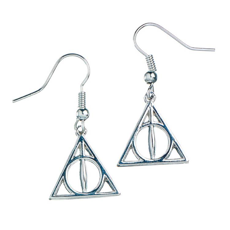 Official Harry Potter Sterling Silver Deathly Hallows Drop Earrings
