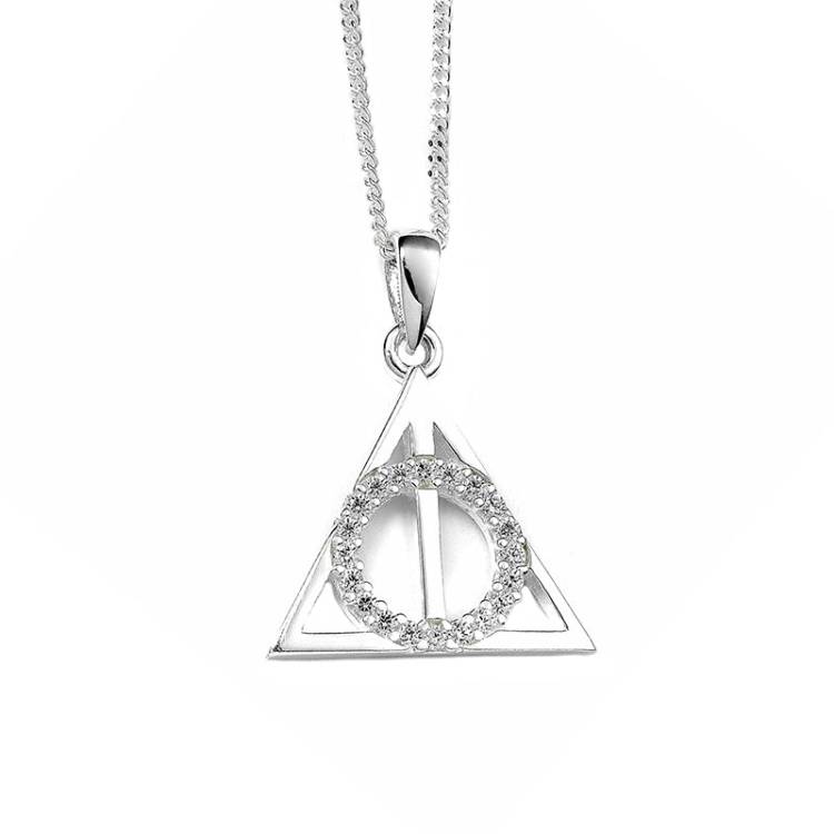 Official Harry Potter Sterling Silver Deathly Hallows Embellished Necklace