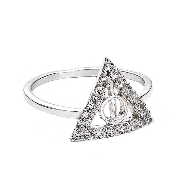 Official Harry Potter Sterling Silver Deathly Hallows Embellished Ring - L