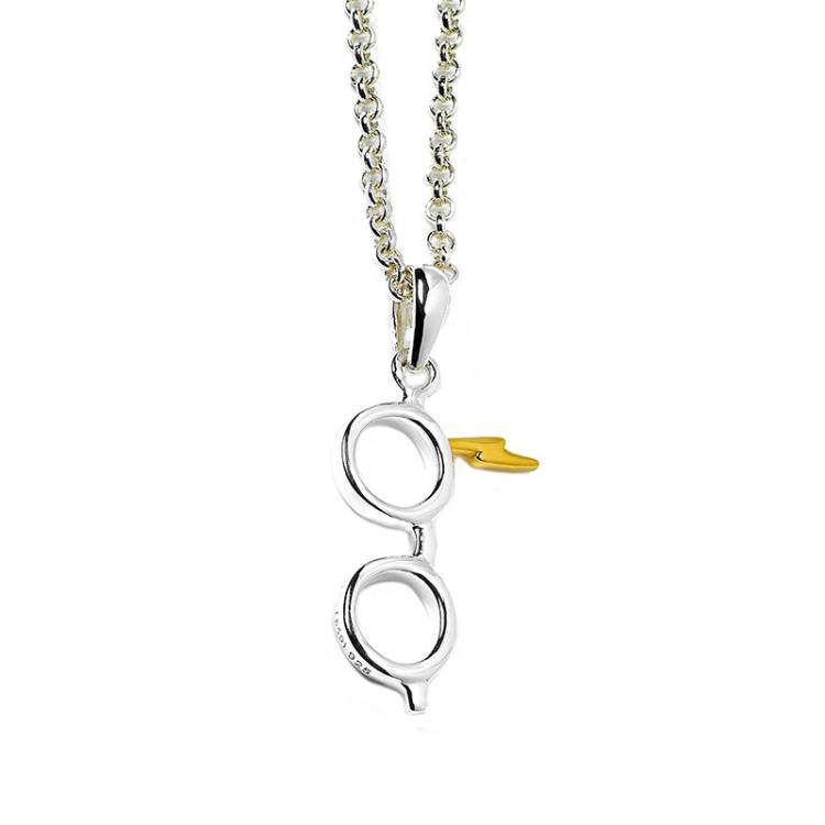 Official Harry Potter Sterling Silver Lightning Bolt And Glasses Necklace