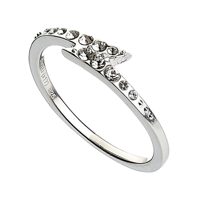 Official Harry Potter Sterling Silver Lightning Bolt Embellished Ring - M