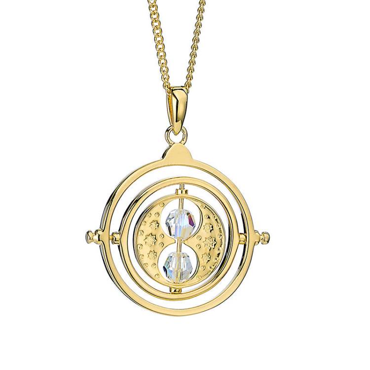 Official Harry Potter Sterling Silver Gold Plated Time Turner Embellished Necklace