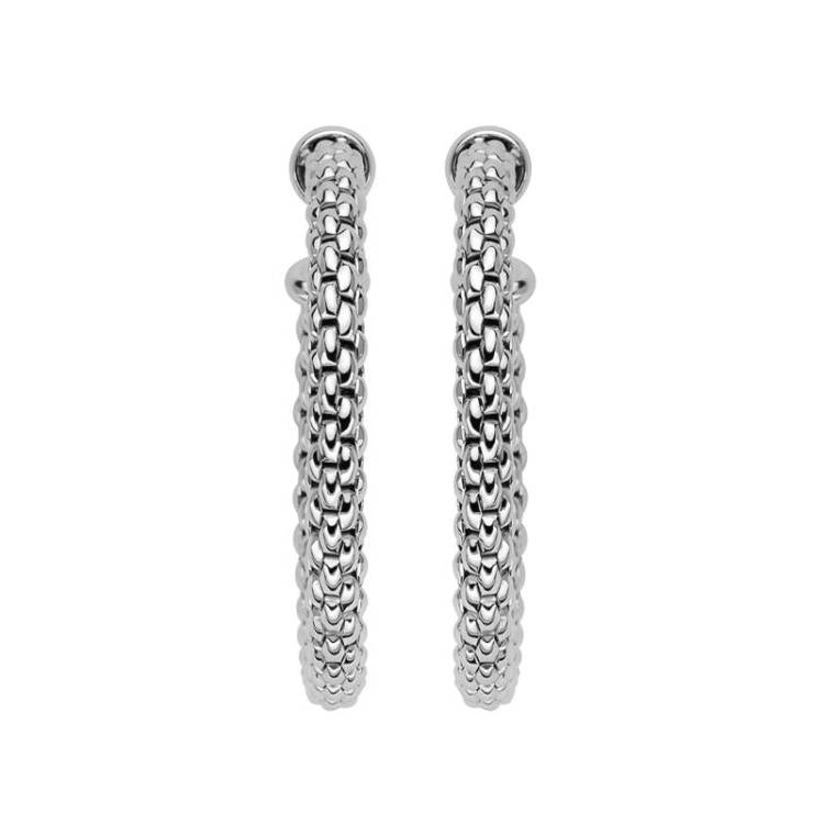 Fope Essentials 18ct White Gold Medium Hoop Earrings