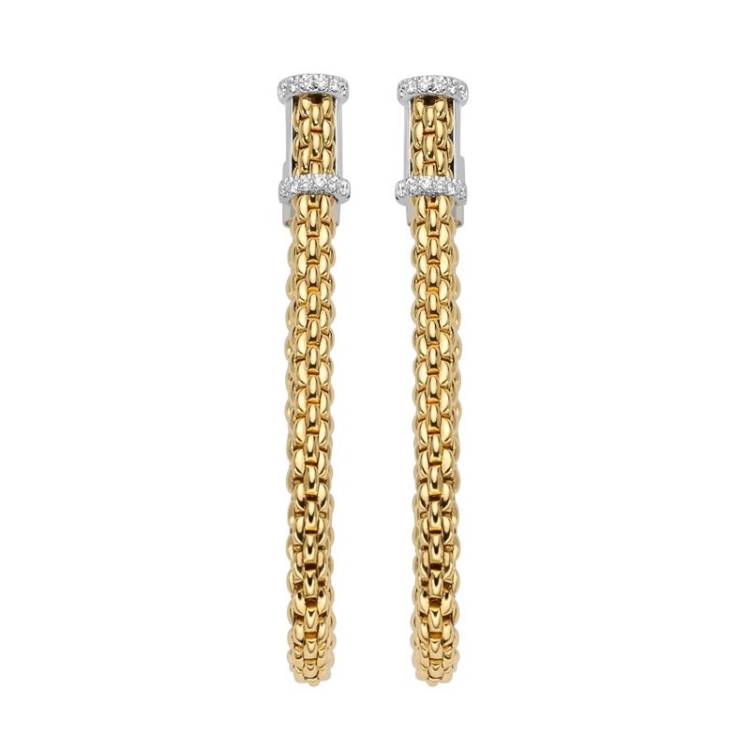 Fope Flexit Essentials 18ct Yellow Gold Diamond Medium Mesh Chain Earrings