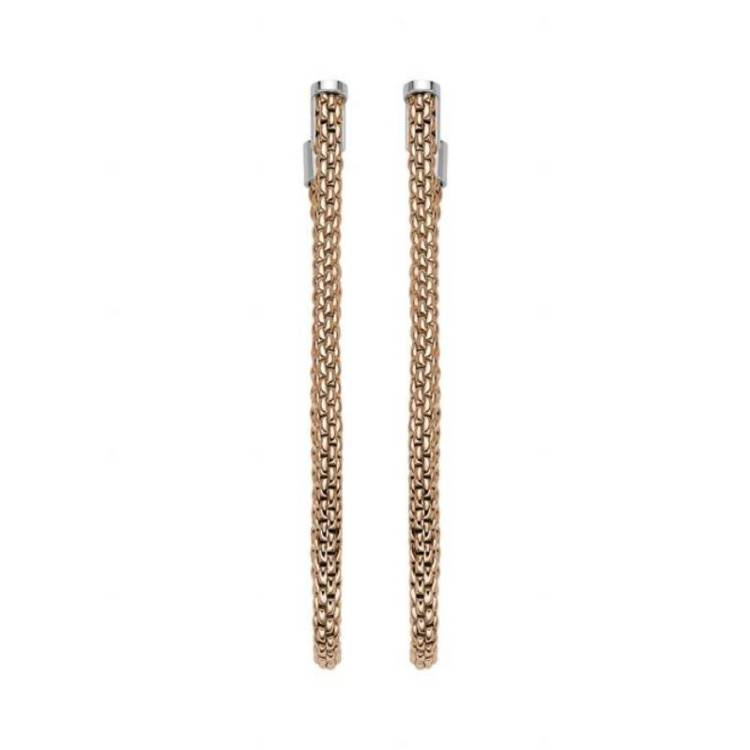 Fope Flexit Essentials 18ct Rose Gold Long Mesh Chain Earrings