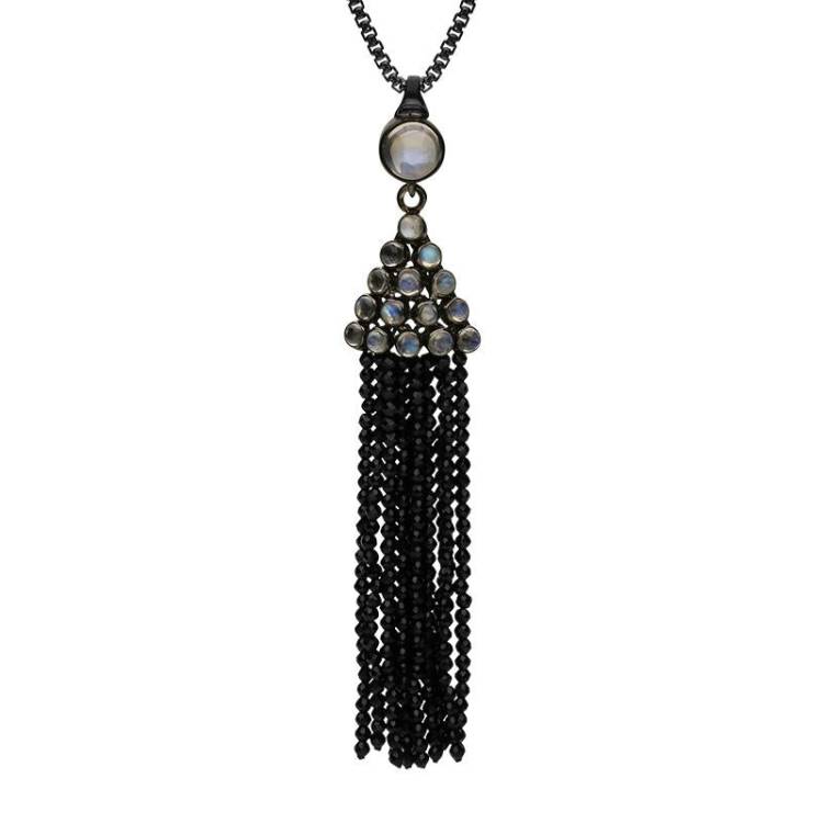 Sterling Silver Moonstone Spinel Cascade Necklace D - Option1 Value Silver