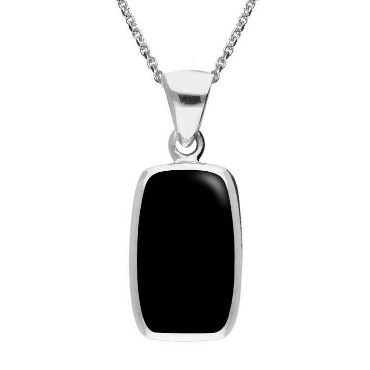 Sterling Silver Whitby Jet Dinky Barrel Necklace - Option1 Value Silver