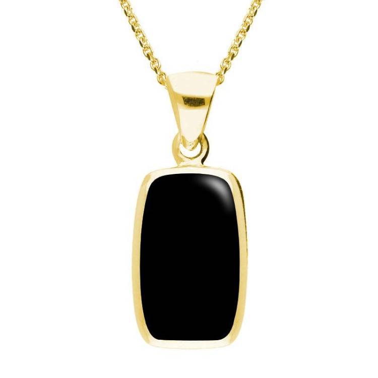 9ct Yellow Gold Whitby Jet Dinky Barrel Necklace - Option1 Value Yellow Gold