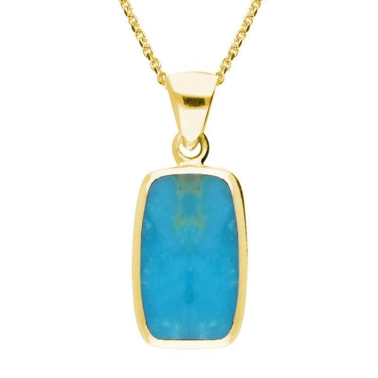 9ct Yellow Gold Turquoise Dinky Barrel Necklace - Option1 Value Yellow Gold