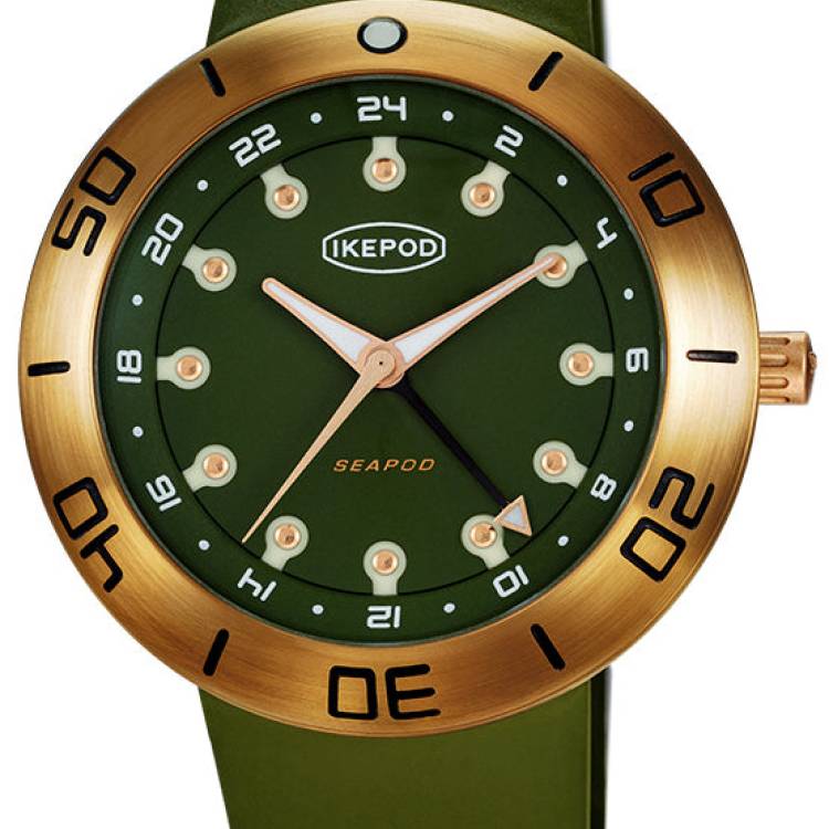 Ikepod Watch Seapod GMT Bronze Yves Green Limited Edition