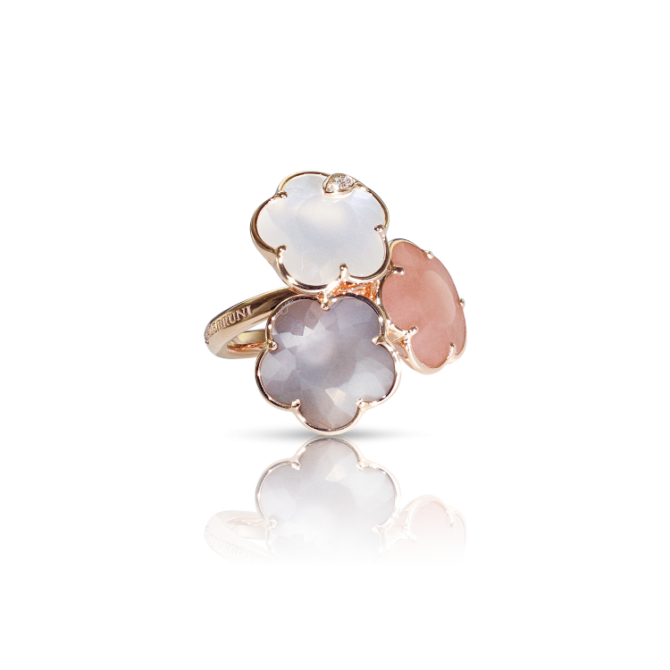 Pasquale Bruni Bouquet Lunaire 18ct Rose Gold Diamond Moon Gems Flower Ring - 17-(57)