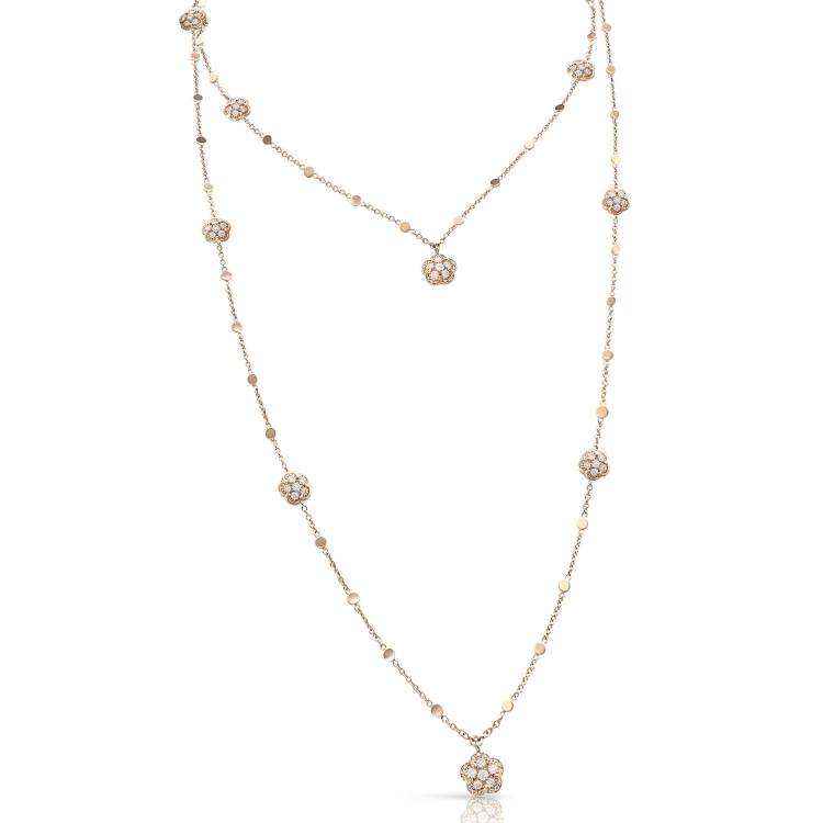 Pasquale Bruni Figlia Dei Fiori 18ct Rose Gold White and Champagne Diamond Sautoir Necklace - Gold
