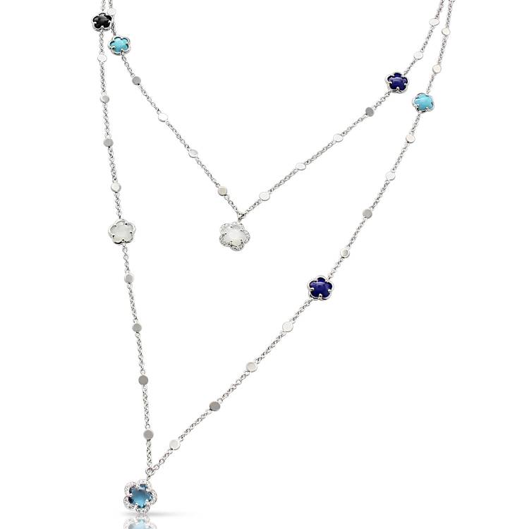Pasquale Bruni Figlia Dei Fiori 18ct White Gold Multicoloured Gemstone Diamond Sautoir Necklace - Gold