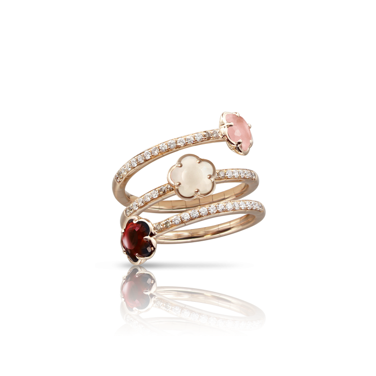 Pasquale Bruni Figlia Dei Fiori 18ct Rose Gold Diamond Gemstone Twist Ring - 17-(57)