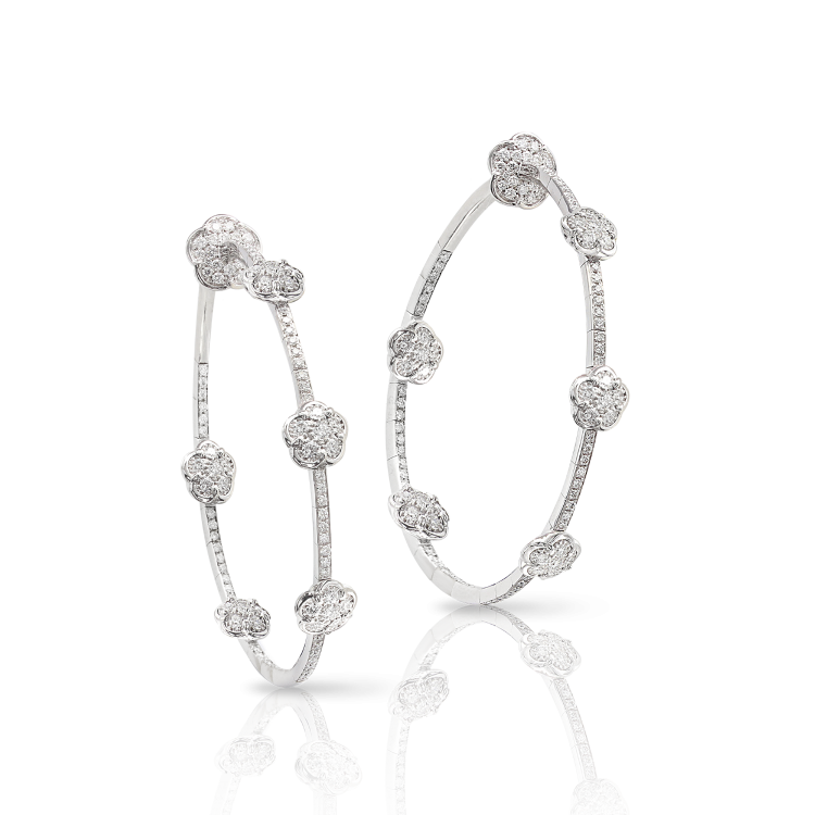 Pasquale Bruni Figlia Dei Fiori 18ct White Gold 2.08ct Diamond Hoop Earrings