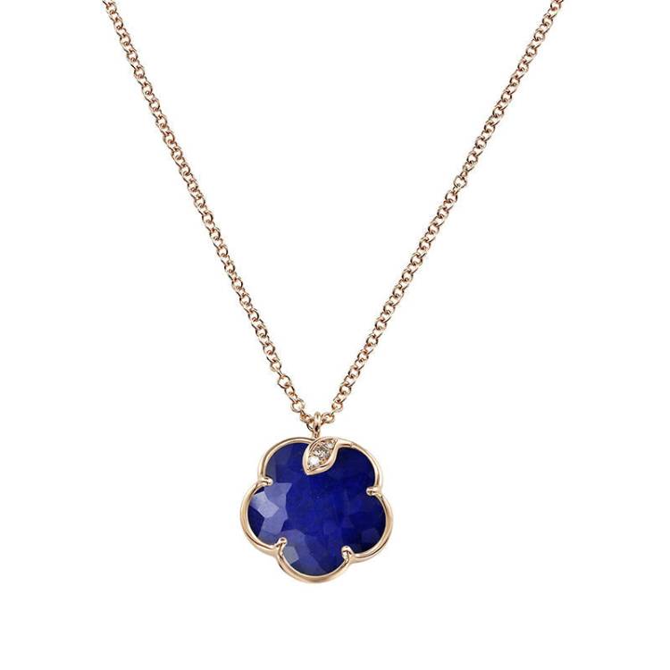 Pasquale Bruni Petit Joli 18ct Rose Gold Diamond Lapis Lazuli Rock Crystal Doublet Necklace - Gold