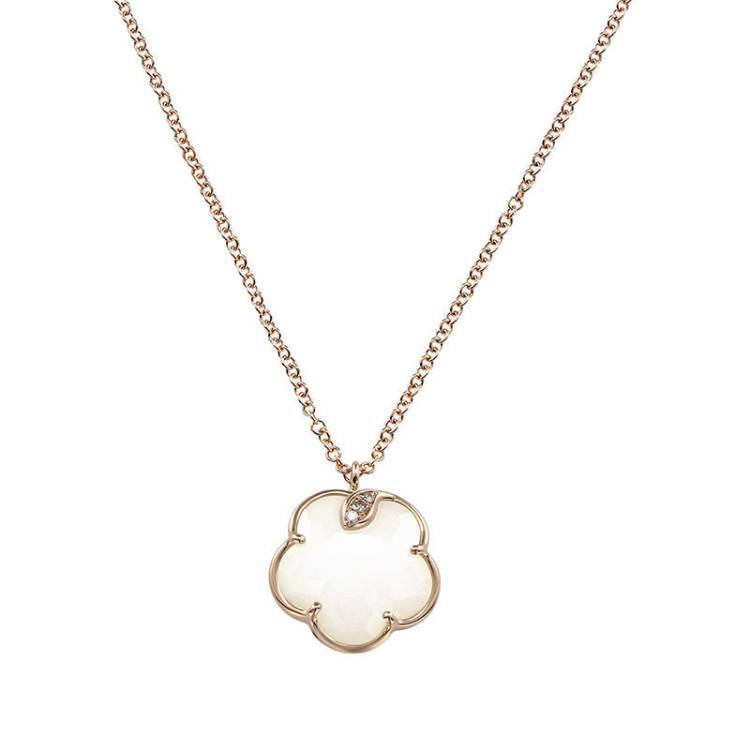 Pasquale Bruni Petit Joli 18ct Rose Gold White and Champagne Diamond Agate Necklace - Gold