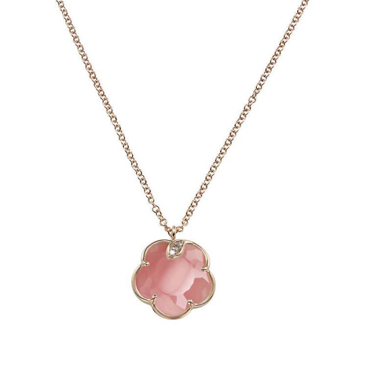 Pasquale Bruni Petit Joli 18ct Rose Gold White and Champagne Diamond Chalcedony Necklace - Gold