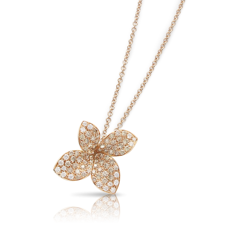 Pasquale Bruni Petit Garden 18ct Rose Gold White and Champagne Diamond Flower Necklace