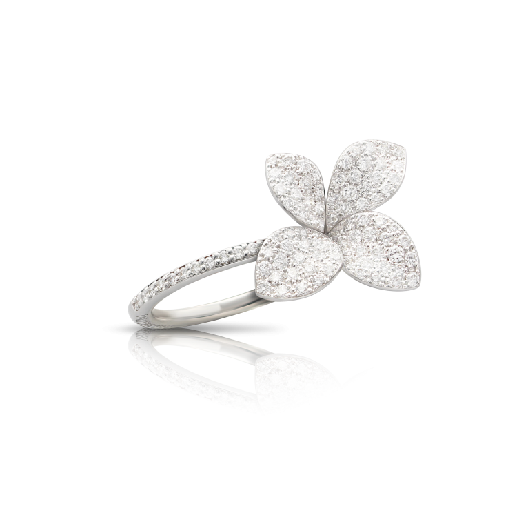 Pasquale Bruni Petit Garden 18ct White Gold 0.81ct Diamond Medium Flower Ring - 18-(58)