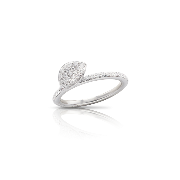 Pasquale Bruni Petit Garden 18ct White Gold Diamond Single Leaf Ring - 16-(56)