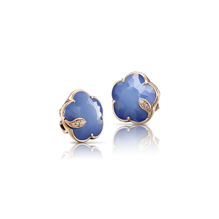 Pasquale Bruni Petit Joli 18ct Rose Gold Diamond Agate Lapis Lazuli Doublet Stud Earrings