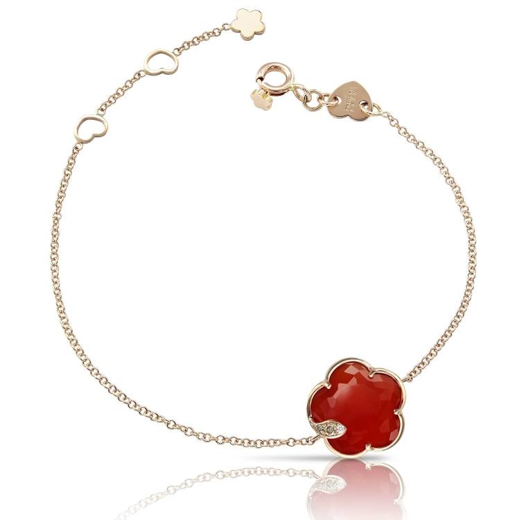Pasquale Bruni Petit Joli 18ct Rose Gold White and Champagne Diamond Carnelian Bracelet - Gold