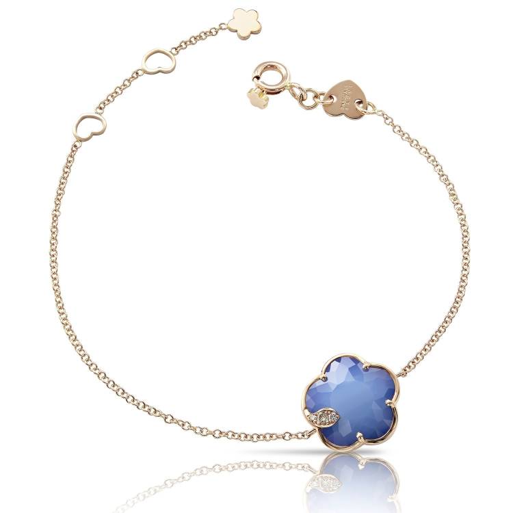 Pasquale Bruni Petit Joli 18ct Rose Gold White and Champagne Diamond Agate Lapis Lazuli Doublet Bracelet - Gold