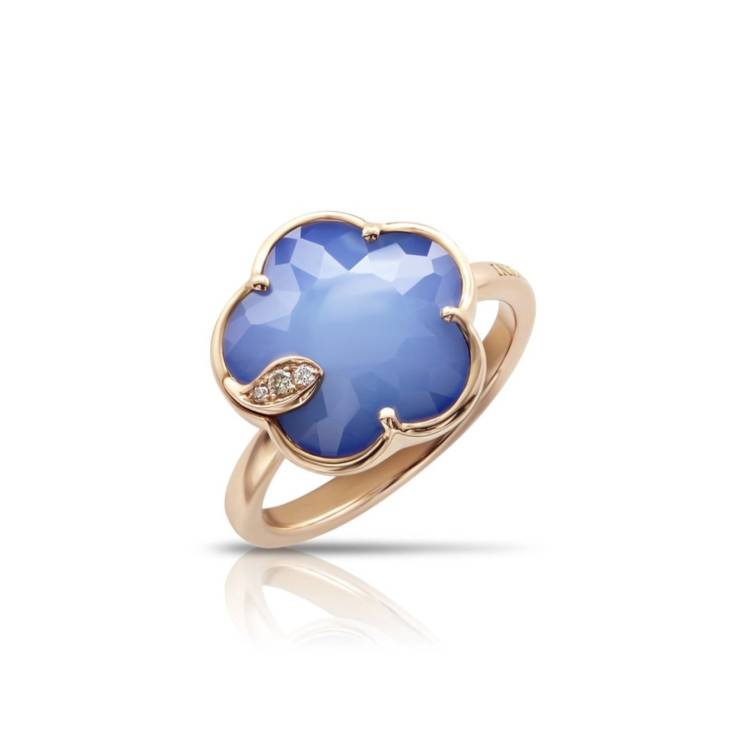 Pasquale Bruni Petit Joli 18ct Rose Gold White and Champagne Diamond Agate Lapis Lazuli Doublet Ring - 17 (57)
